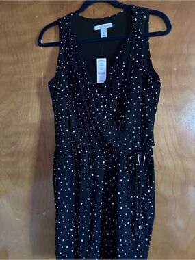 White House Black Market Black Dress with White Polka Dots